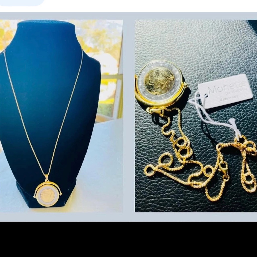 Yellow 14k Plated Gold Money Coin Pendant Necklace Collection 18 Inch 125$